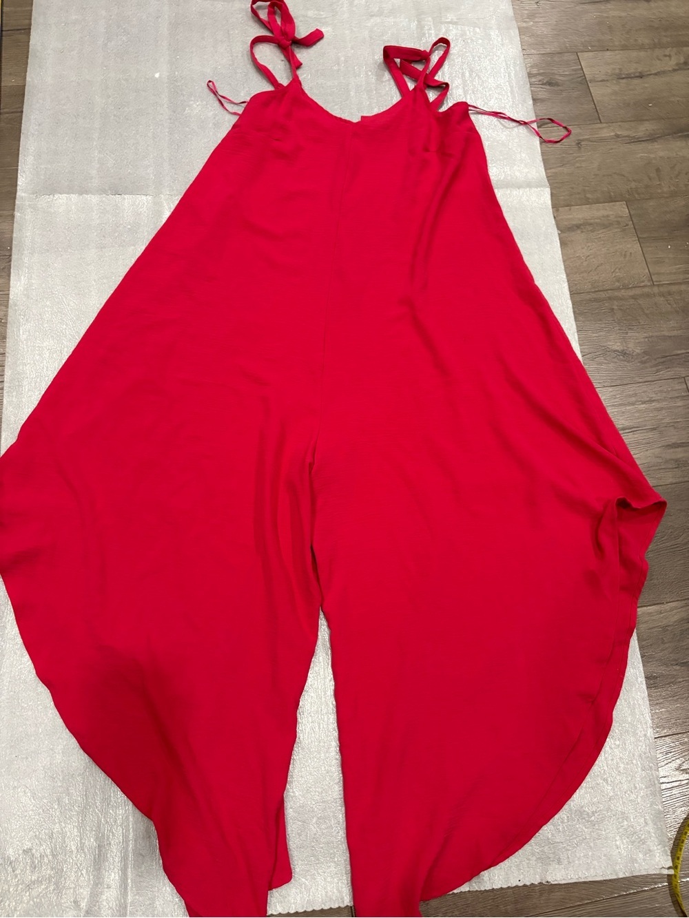 [M-Based Measurements]Ivy Street Red Tie-Strap Wide-Leg Jumpsuit - Picture 2 of 5